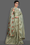 PISTA GREEN NEW STYLE EID FESTIVE SAREE - Asian Party Wear