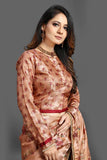 ZAC20-15 PEACH DIGITAL PRINTED FESTIVE EID SAREE - Asian Party Wear