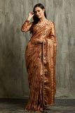 BROWN DIGITAL PRINTED INDIAN ETHNIC STYLE SAREE - Asian Party Wear