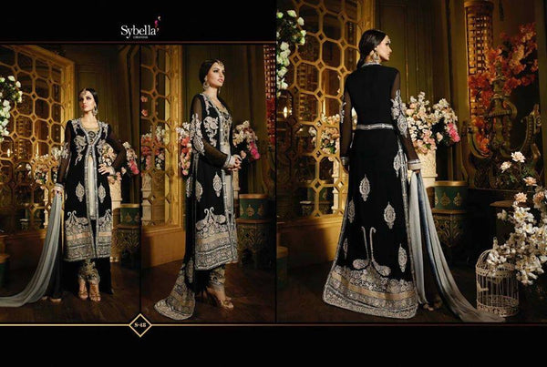 S48 BLACK BLOSSOM SYBELLA DESIGNER LEHENGA DRESS - Asian Party Wear