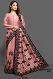 ZAC20-12 CORAL PINK SHINNING INDIAN WEDDING SAREE - Asian Party Wear