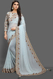 SKY BLUE BOLLYWOOD DESI STYLE SAREE - Asian Party Wear