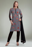 GRACEFUL BLACK AND WHITE FLORAL PRINTED SALWAR KAMEEZ SUIT - Asian Party Wear