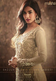 BEIGE EMBELLISHED TRAIL EVENING GOWN - Asian Party Wear