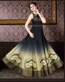 4712 BLACK CHENAB DESIGNER EMBROIDRED ANARKALI SUIT - Asian Party Wear