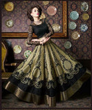 4702 BLACK AND OLIVE CHENAB DESIGNER ANARKALI SUIT - Asian Party Wear