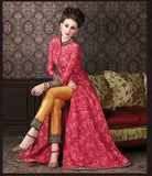 4711 RED AND YELLOW CHENAB DESIGNER EMBROIDRED ANARKALI SUIT - Asian Party Wear