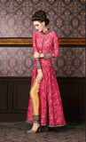 4711 RED AND YELLOW CHENAB DESIGNER EMBROIDRED ANARKALI SUIT - Asian Party Wear