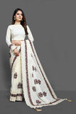 ZAC20-01 BRILLIANT WHITE HEAVILY EMBELLISHED SAREE - Asian Party Wear