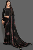 ZAC20-03 Black Evening Wear Readymade Saree - Asian Party Wear