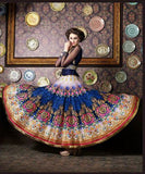 4704 BLUE CHENAB DESIGNER EMBROIDRED ANARKALI SUIT - Asian Party Wear