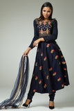 NAVY BLUE REGAL EMBROIDERED CHURIDAR SUIT - Asian Party Wear