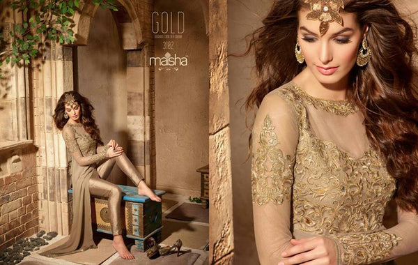 3102 GOLD MAISHA INFINITY EMBROIDERED EID SUIT - Asian Party Wear