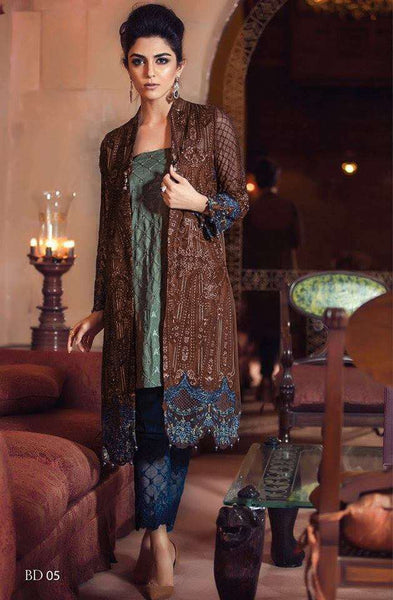 6005 BROWN MARIA B STYLE PAKISTANI READY MADE SALWAR KAMEEZ SUIT - Asian Party Wear