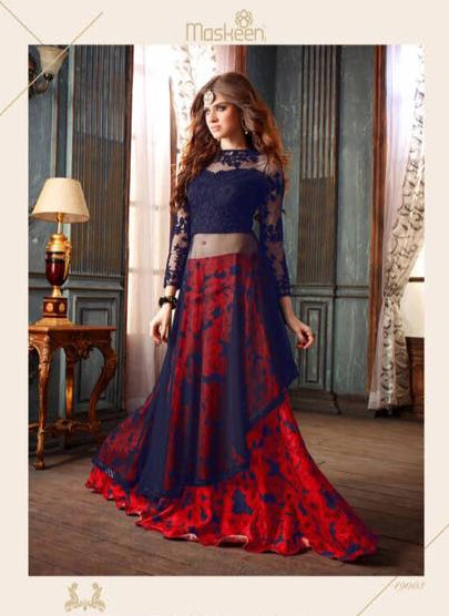 ZMA19003 NAVY BLUE AND RED MAISHA ADDICTION 5 PARTY WEAR SUIT - Asian Party Wear