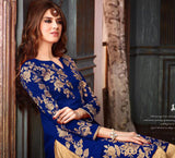 19006 BLUE AND GOLD MAISHA ADDICTION PARTY WEAR SUIT - Asian Party Wear