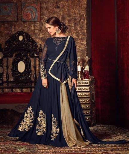 BLUE MAISHA 4406 BY MASKEEN DESIGNER GOWN - Asian Party Wear