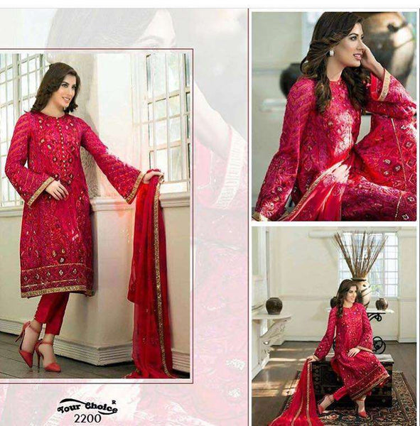 ZYC2200 RED MEHWISH HAYAT PAKISTANI STYLE GEORGETTE SALWAR SUIT - Asian Party Wear