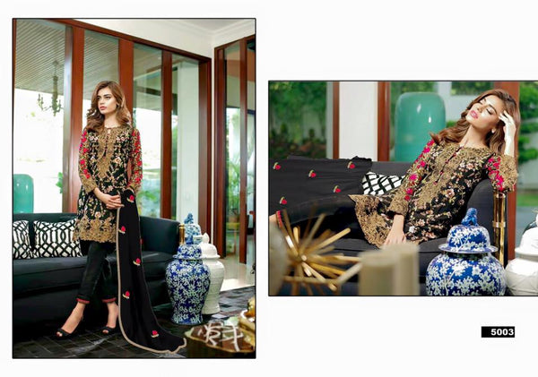 5003 BLACK MEENAZ GEORGETTE PAKISTANI STYLE SUIT - Asian Party Wear