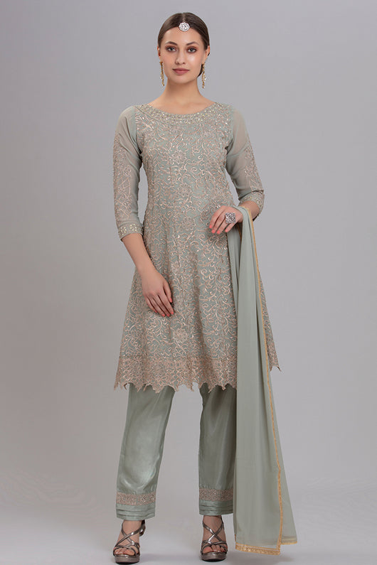 PISTA GREEN INDIAN WEDDING WEAR SKATER DRESS PISTA GREEN INDIAN WEDDING WEAR SKATER DRESS