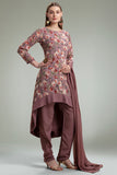 MAUVE FLORAL PRINTED PAKISTANI PARTY WEAR DRESS - Asian Party Wear