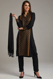 Black Brocade Kurti Style Ready to Wear Pakistani Suit - Asian Party Wear