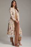 Brown Printed Readymade Jacket Suit - Asian Party Wear