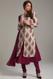 Magenta Purple Long Kurti Style Salwar Suit Set - Asian Party Wear