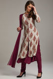 Magenta Purple Long Kurti Style Salwar Suit Set - Asian Party Wear