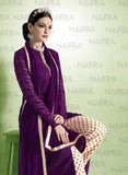 Dark Purple Straight Cut Suit Indian Elegant Dress - Asian Party Wear