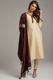 Fawn Punjabi Style Designer Woven Shawl Suit - Asian Party Wear