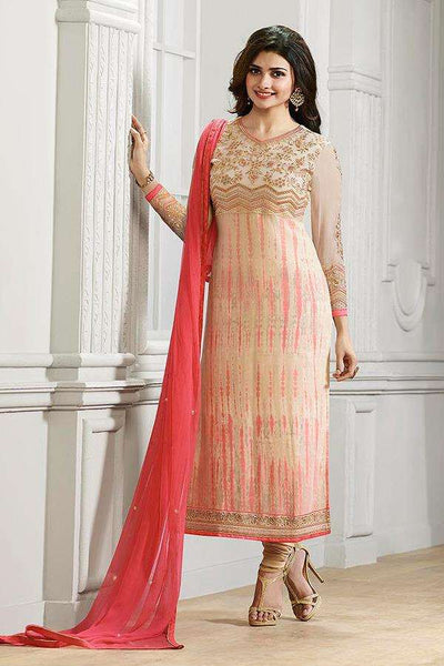 K4295 PINK AND BEIGE KASEESH PRACHI-22 STRAIGHT SALWAR KAMEEZ SUIT - Asian Party Wear