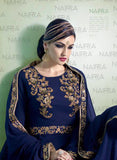 Dark Blue Evening Gown Ethnic Indian Wedding Dress - Asian Party Wear