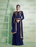 Dark Blue Evening Gown Ethnic Indian Wedding Dress - Asian Party Wear