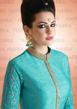 Turquoise Fancy Indian Wedding Suit Designer Party Dress - Asian Party Wear