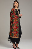 Black Woven Shawl Winter Wear Salwar Suit - Asian Party Wear