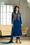 K4115 BLUE KASEESH PRACHI-21 JACKET STYLE SALWAR KAMEEZ SUIT - Asian Party Wear