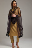 Gold Kurta Style Party Wear Indian Suit - Asian Party Wear