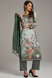 ZACF-33 Pista green printed designer salwar kameez - Asian Party Wear