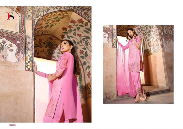 22006 ROSE TAN PINK BAROQUE 3 BY DEEPSY GEORGETTE EMBROIDERED SUIT - Asian Party Wear