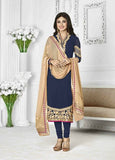 Blue Straight Cut Georgette Suit Indian Designer Dress - Asian Party Wear