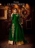 Green & Gold Pakistani Wedding Suit Sequin Lehenga - Asian Party Wear