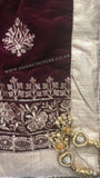 Plum Heavy Embroidered Traditional Velvet Shawl - Asian Party Wear