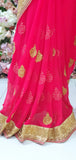 FLAME SCARLET RED GEORGETTE FABRIC PARTY WEAR SAREE - Asian Party Wear