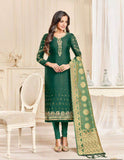 Green Straight Indian Party Wear Churidar Suit - Asian Party Wear