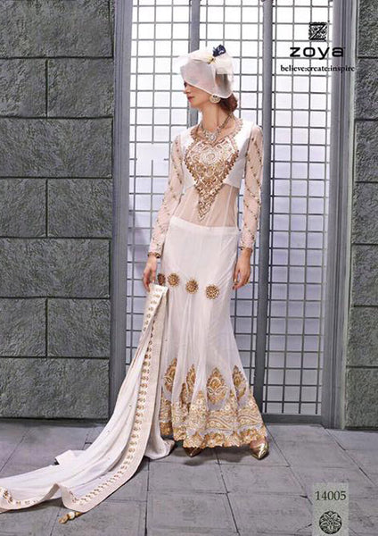 White Zoya Elite Designer Dress - Asian Couture Uk - Asian Party Wear