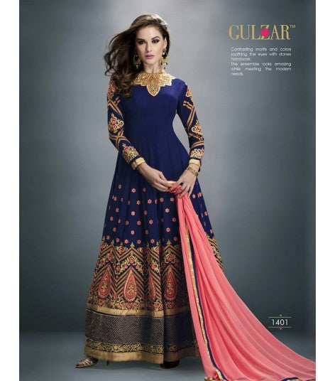 Gulzar Blue Georgette Wedding Wear - Lehenga Dress - Asian Party Wear