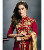 1405 GULZAR RED AND CREAM COLOUR GEORGETTE WEDDING WEAR DRESS - Asian Party Wear