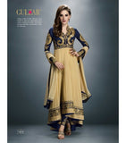 BESTSELLER 1406 GULZAR BEIGE AND BLUE COLOUR GEORGETTE WEDDING WEAR ANARKALI DRESS - Asian Party Wear