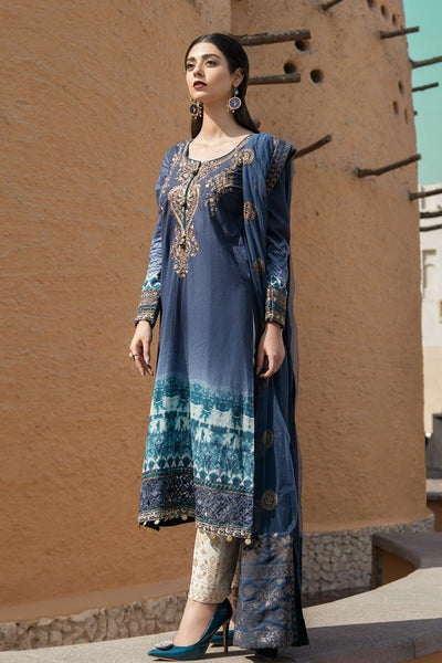 D1804-A BLUE MARIA B LUXURY READY TO WEAR SPRING LAWN SUIT - Asian Party Wear